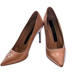 Via Spiga Nikole Pointy Toe Patent Leather Stiletto Pumps Blush Sz 6